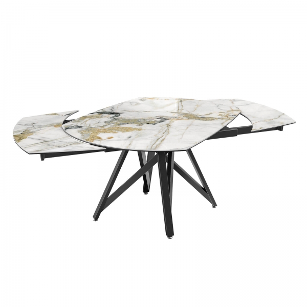 Table moderne en céramique extensible avec pied central design en métal noir - Warhol - 17