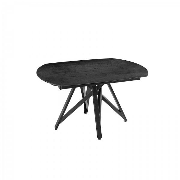 Table moderne en céramique extensible avec pied central design en métal noir - Warhol - 28