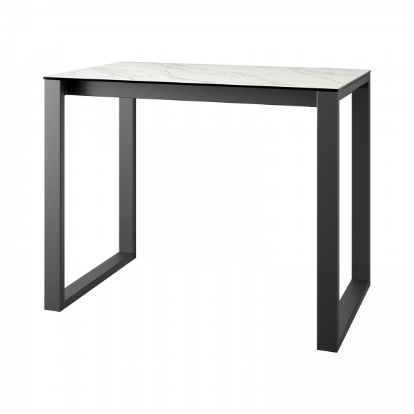 Table hauteur 90 cm en céramique avec pieds forme traineau en métal faible profondeur - Neox - 3