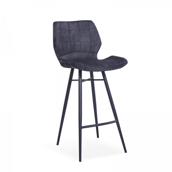 Tabouret cosy coque matelassée en velours et pieds en métal noir - Impia - 5