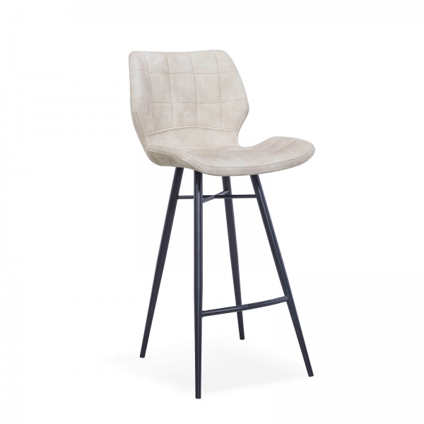 Tabouret design coque matelassée en velours et pieds en métal noir - Impia - 6