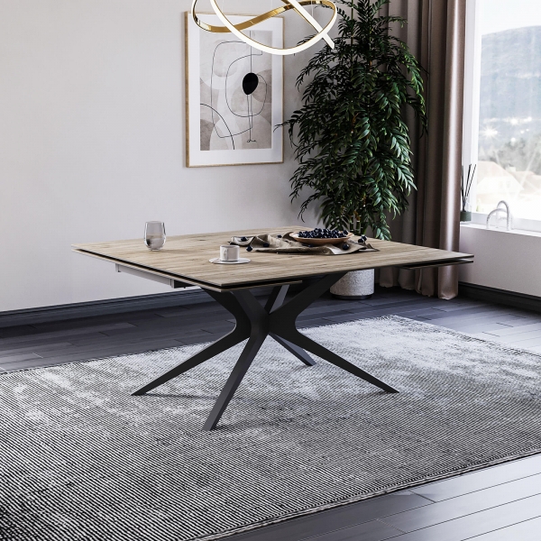 Table carrée extensible en céramique design avec pieds en métal - Hector - 12