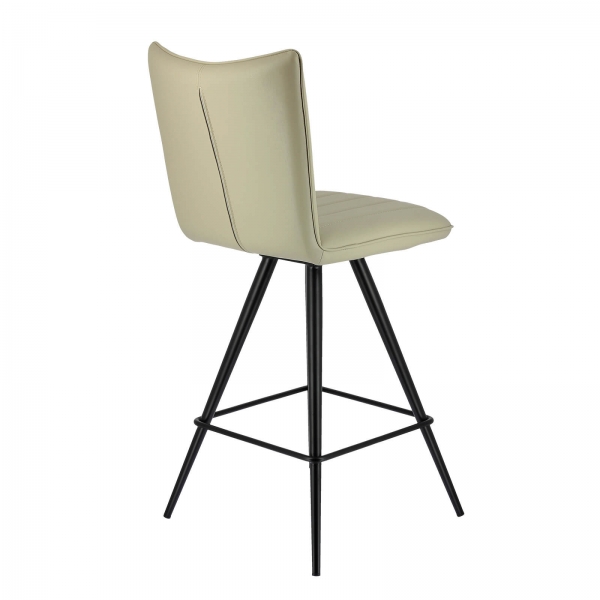 Tabouret hauteur 65 cm pivotant beige avec pieds obliques noirs - Timéo - 26