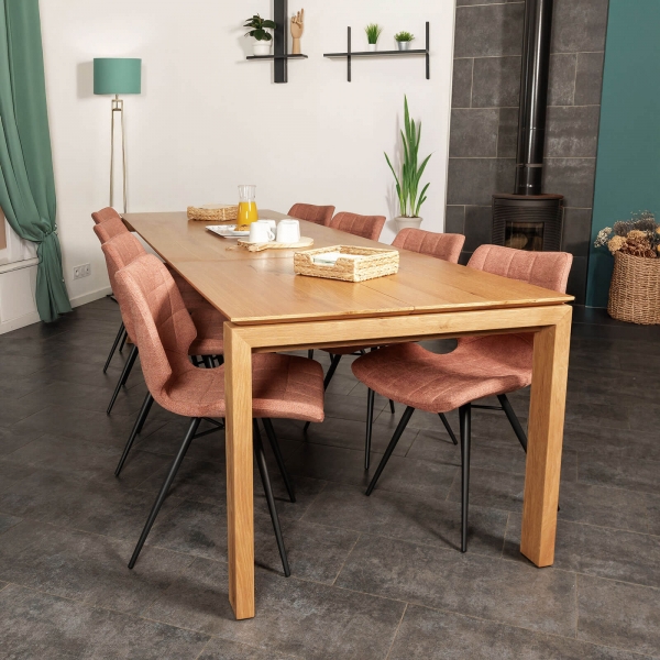 Table rectangulaire extensible en bois 195 x 90 cm - Flavie - 1