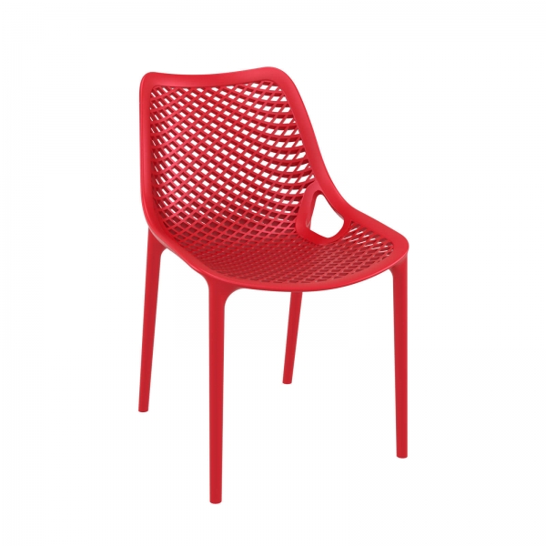 Chaise de jardin moderne ajourée en polypropylène rouge - Air - 23