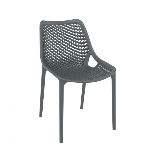 Chaise de jardin moderne ajourée en polypropylène gris foncé - Air - 24