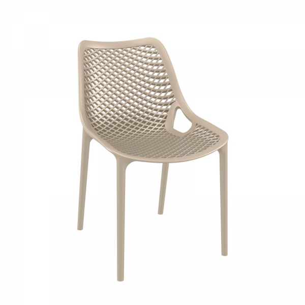 Chaise de jardin moderne ajourée en polypropylène taupe - Air - 25