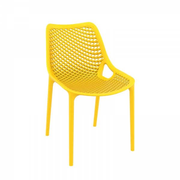 Chaise de jardin moderne ajourée en polypropylène jaune - Air - 29