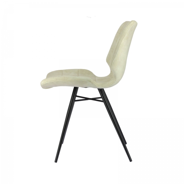 Chaise design rembourrée en velours beige naturel - Ibéris - 8