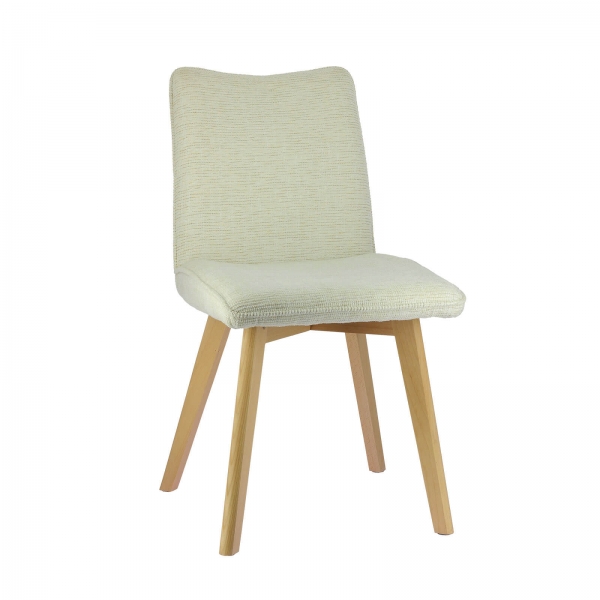 Chaise en tissu beige avec pieds en bois naturel - Coline - 11