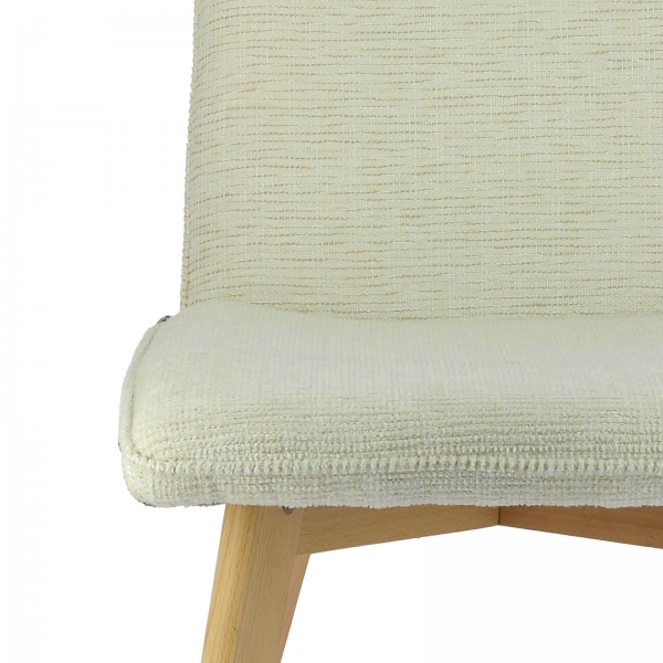 Chaise en tissu beige avec pieds en bois - Coline - 12