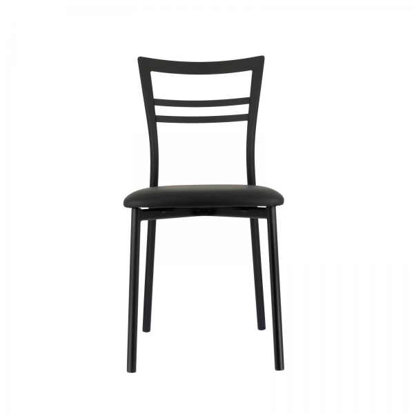 Chaise de cuisine rembourrée noire avec revêtement noir  - Go 1419 - 10