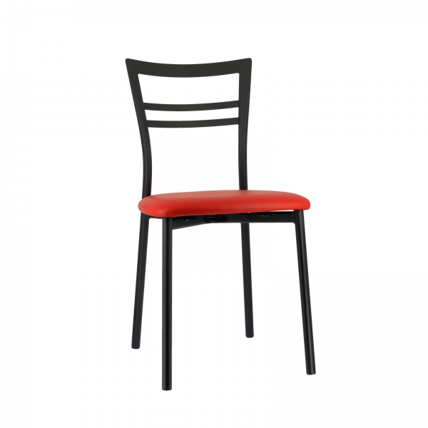 Chaise de cuisine rembourrée noire avec assise rouge - Go 1419 - 13