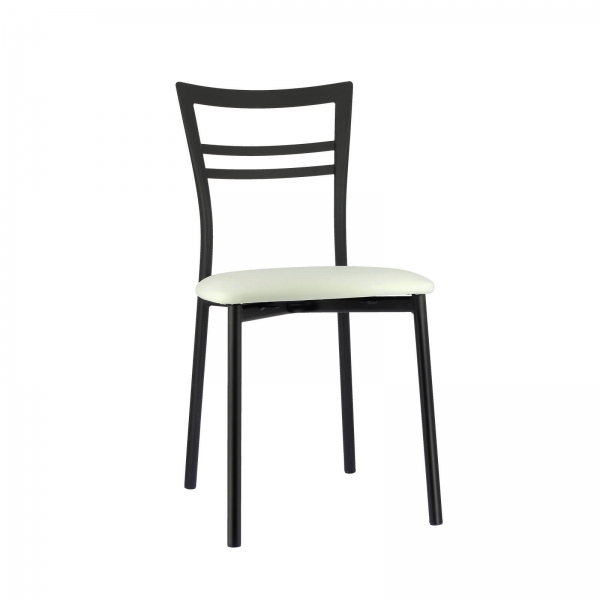 Chaise de cuisine rembourrée noire avec assise blanche - Go 1419 - 15