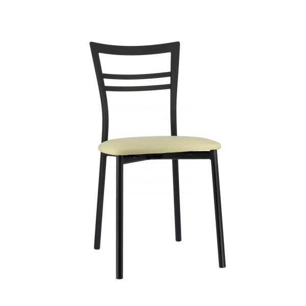 Chaise de cuisine rembourrée noire avec assise noisette - Go 1419 - 16