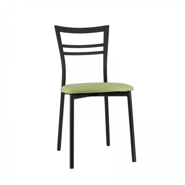 Chaise de cuisine rembourrée noire avec assise vert clair - Go 1419 - 22