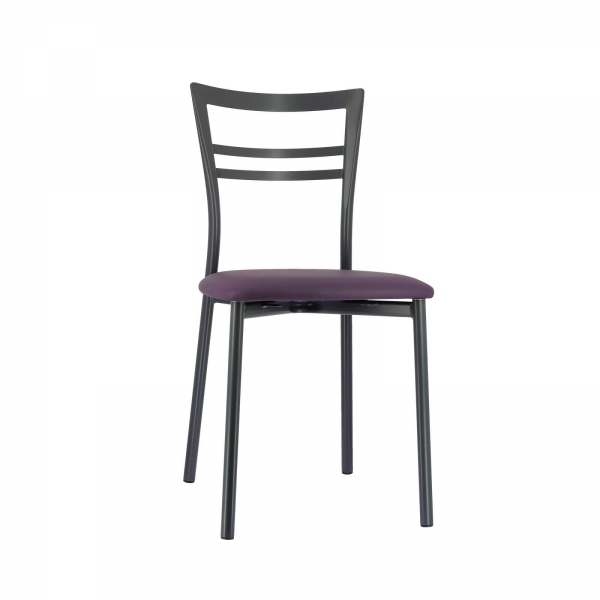 Chaise de cuisine rembourrée gris foncé avec assise violette - Go 1419 - 36