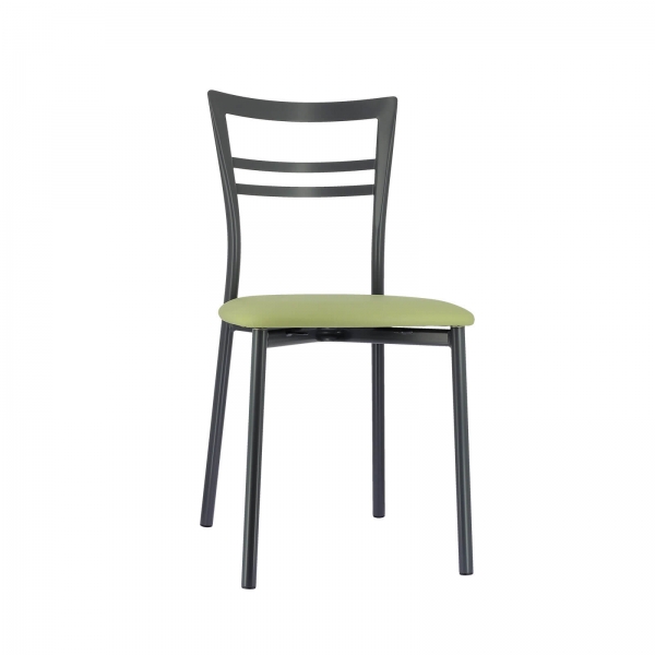 Chaise de cuisine rembourrée gris foncé avec assise vert clair - Go 1419 - 40