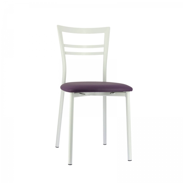 Chaise de cuisine rembourrée blanche avec assise violette - Go 1419 - 51