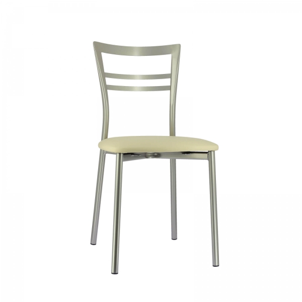 Chaise de cuisine rembourrée en métal satiné avec assise noisette - Go 1419 - 63