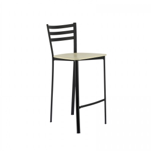 Tabouret de cuisine en métal noir et assise bois - Ace 1329