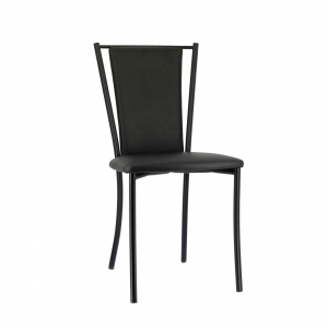 Chaise de cuisine noire en métal et assise noire - Reina