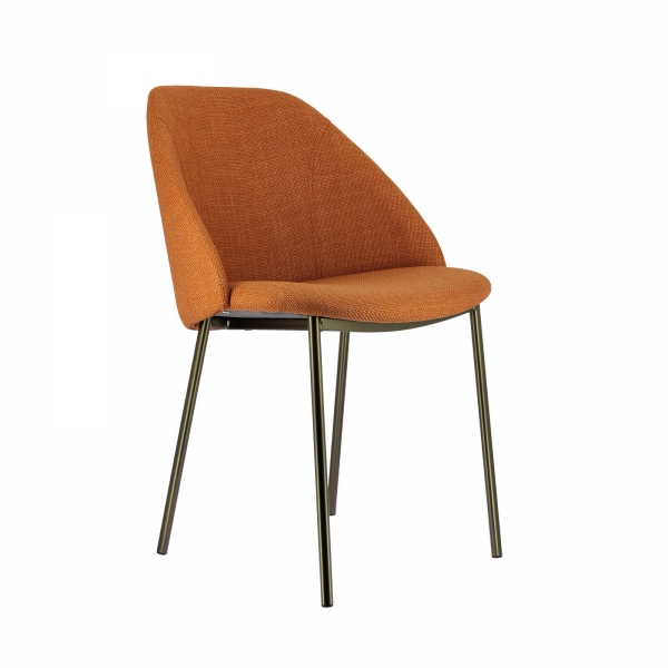 Chaise noire avec tissu terracotta - Soda - 4