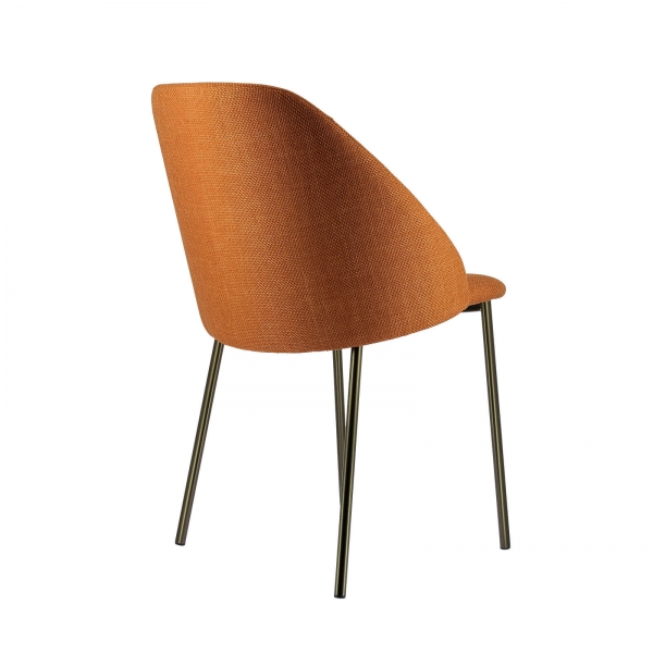 Chaise moderne noire avec revêtement en tissu terracotta - Soda - 6