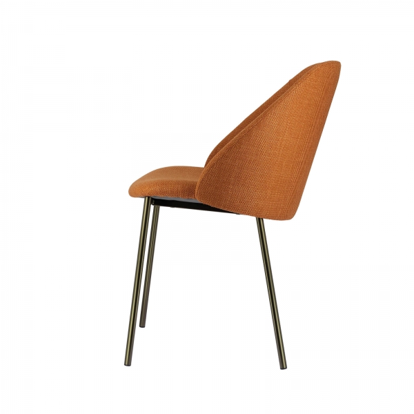 Chaise moderne bronze avec assise en tissu terracotta - Soda - 9