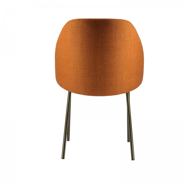 Chaise moderne noire avec assise en tissu terracotta - Soda - 7