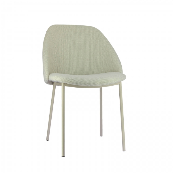 Chaise blanche avec revêtement en tissu blanc - Soda - 11