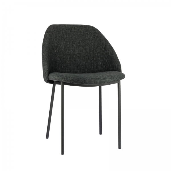 Chaise anthracite avec revêtement en tissu bleu - Soda - 12