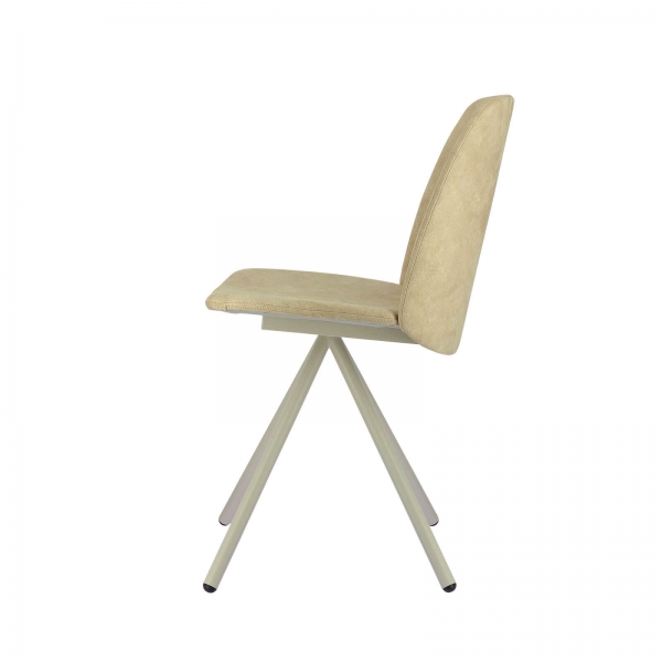 Chaise en métal et revêtement en tissu beige - Fiona 2 - 6