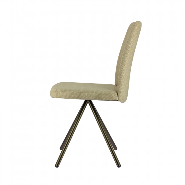 Chaise contemporaine en tissu beige avec piétement en métal - Charentes - 4