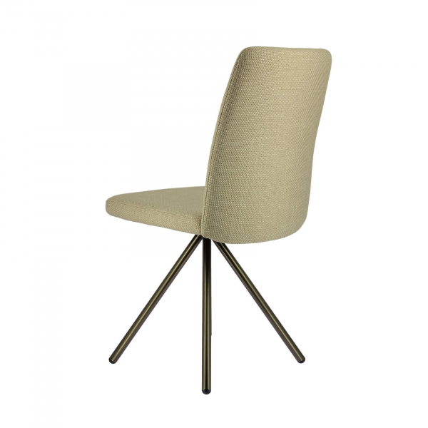 Chaise confortable avec assise en tissu beige et pieds métalliques - Charentes - 5