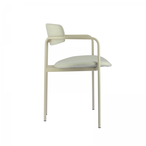 Chaise en tissu beige avec accoudoirs et pieds en métal - Mirror - 9