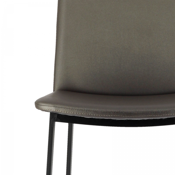 Tabouret snack marron avec dossier rembourré en simili et pieds en métal - Primera - 9