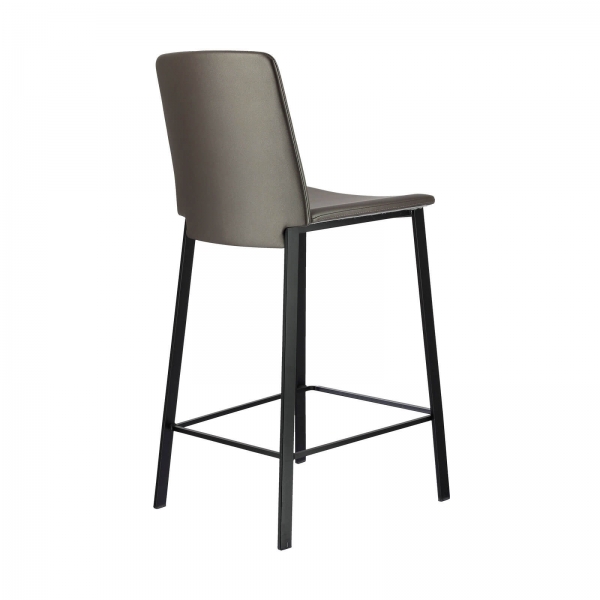 Tabouret belge moderne avec revêtement marron en simili et structure métallique - Primera - 7