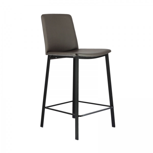 Tabouret snack belge rembourré taupe pieds en métal noir - Primera - 1