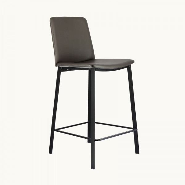 Tabouret belge élégant avec revêtement marron en simili et cadre métallique - Primera - 10
