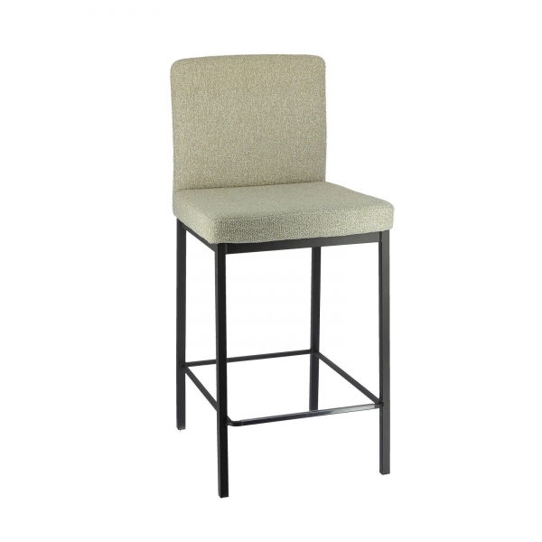 Tabouret snack tissu beige chiné avec pieds en métal noir - Villa - 1