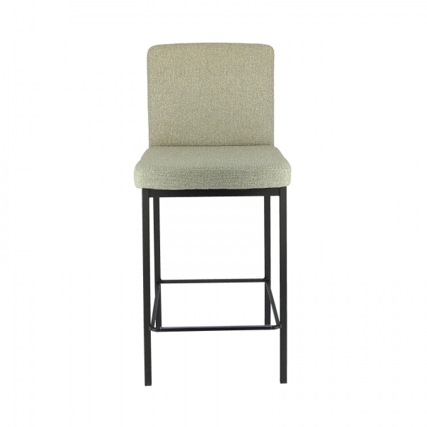 Tabouret hauteur 65 cm tissu beige chiné avec pieds en métal noir - Villa - 2