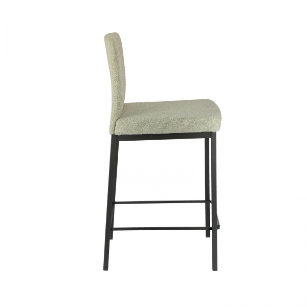 Tabouret snack intemporel tissu beige chiné avec pieds en métal noir - Villa - 4