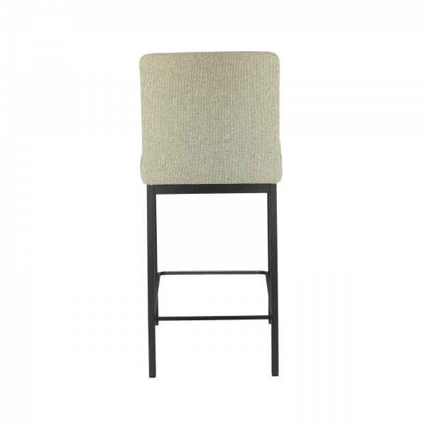 Tabouret snack tissu beige chiné avec pieds en métal noir - Villa - 6