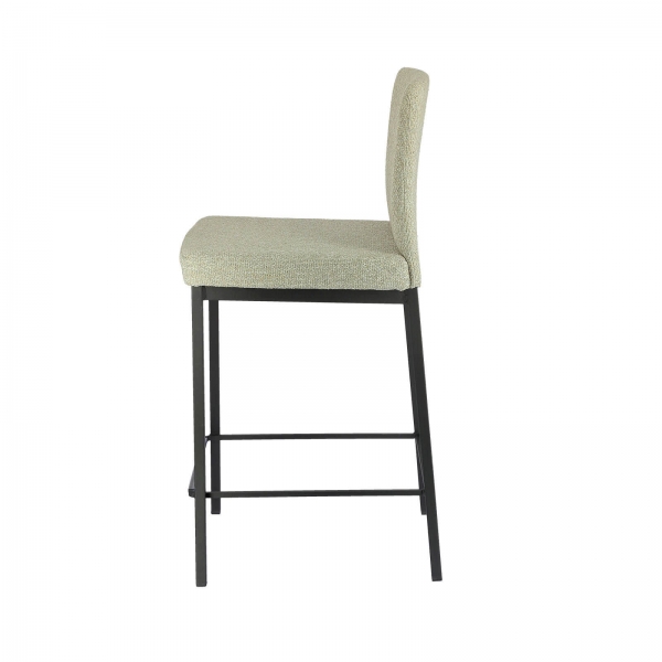 Tabouret en tissu beige chiné avec pieds en métal - Villa - 8