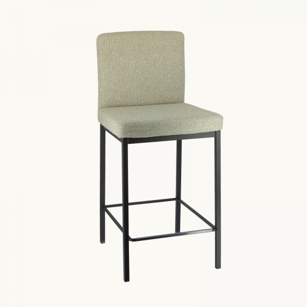 Tabouret snack tissu beige chiné avec pieds en métal noir - Villa - 11