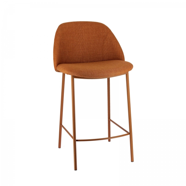 Tabouret snack cosy en tissu orange avec pieds en métal - Soda - 1