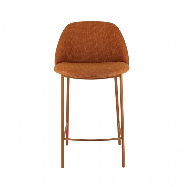 Tabouret haut en tissu orange avec pieds en métal - Soda - 4