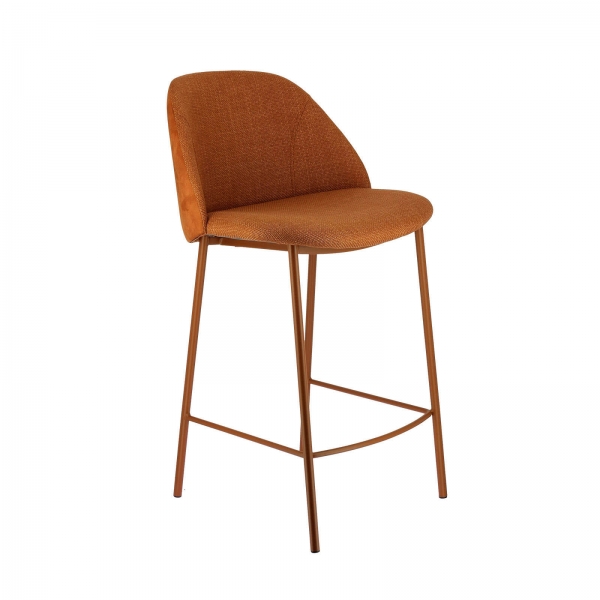 Tabouret hauteur 65 cm en tissu orange avec pieds en métal - Soda - 5