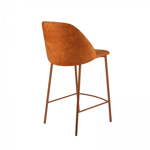 Tabouret moderne en tissu orange avec pieds en métal - Soda - 7